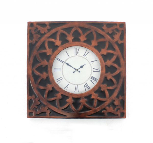 23" Square Bronze Glass Analog Wall Clock - Image 2