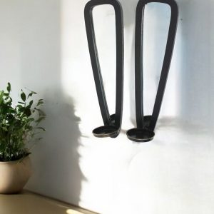 5 X 5.75 X 20.5 Black Wooden - Candle Holder Sconce Set