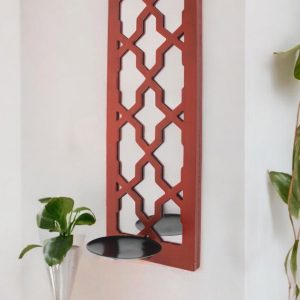 17 X 5 X 6 Red  Mirrored - Candle Holder Sconce