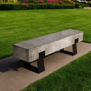 75" Gray and Black Metal and Concrete Indoor Outdoor Bench