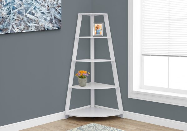 60" White Wood Four Tier Corner Bookcase - Image 3