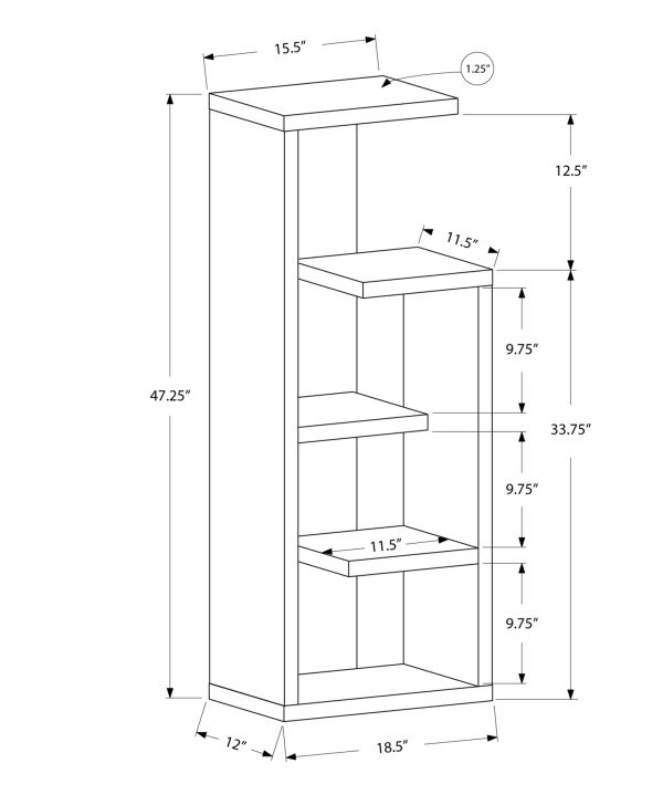 47" Dark Taupe Wood Etagere Bookcase - Image 3