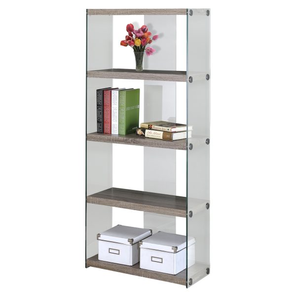 59" White Glass Four Tier Etagere Bookcase - Image 3