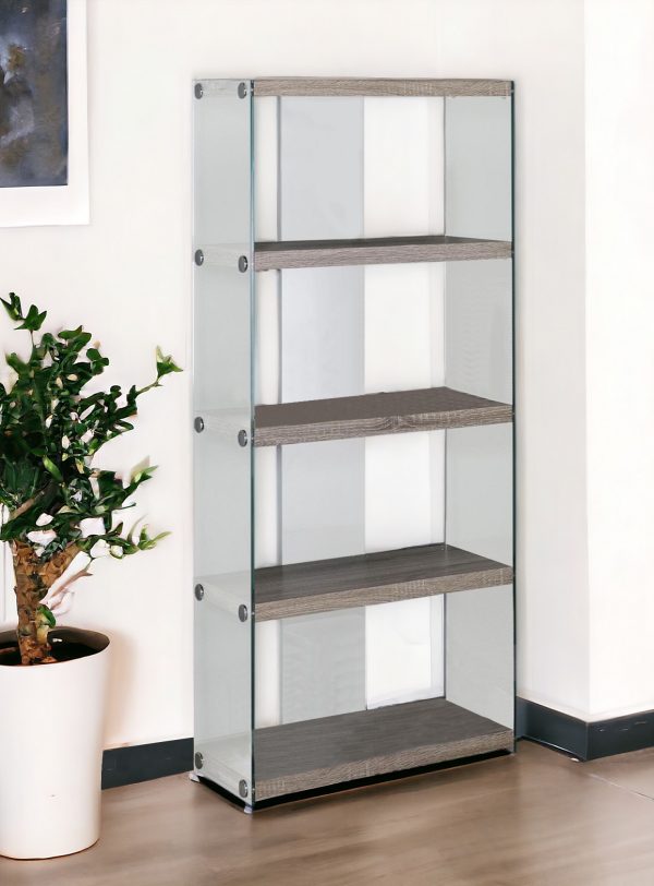 59" White Glass Four Tier Etagere Bookcase - Image 2