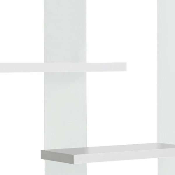 59" White Glass Four Tier Etagere Bookcase - Image 3