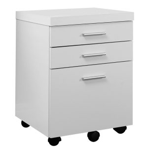 17.75" X 18.25" X 25.25" White Black Particle Board 3 Drawers  Filing Cabinet