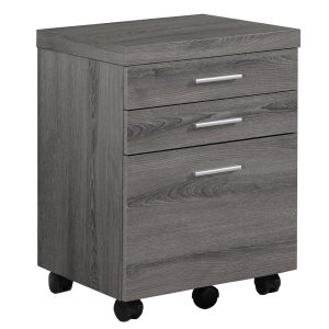 17.75" X 18.25" X 25.25" Dark Taupe Black Particle Board 3 Drawers  Filing Cabinet