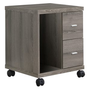 17.75" X 17.75" X 23" Dark Taupe Particle Board Hollow Core 2 Drawers  Office Cabinet