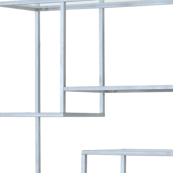 72" Silver Metal And Glass Etagere Bookcase - Image 3