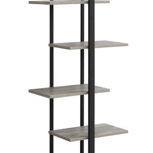 60" Taupe Metal Etagere Bookcase