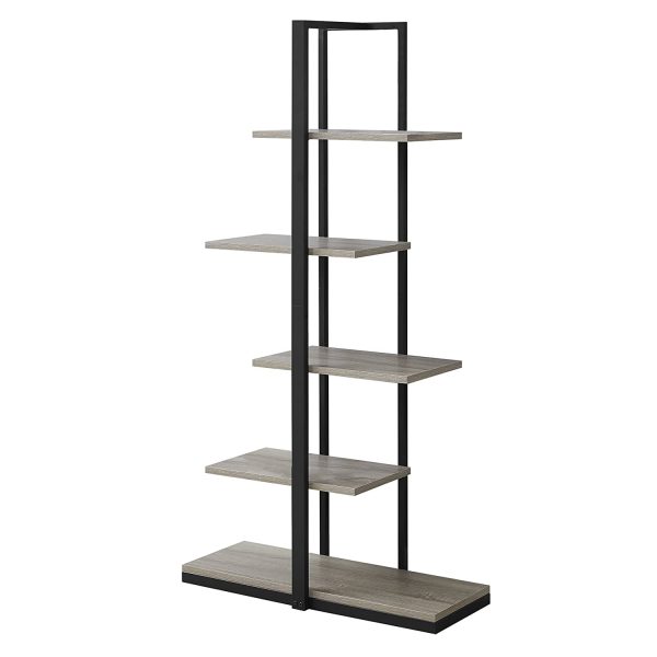 60" Taupe Metal Etagere Bookcase - Image 2