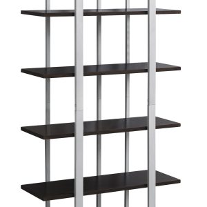 60" Espresso Metal Four Tier Bookcase