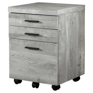 25.25" Grey Particle Board And Mdf Filing Cabinet With 3 Drawers