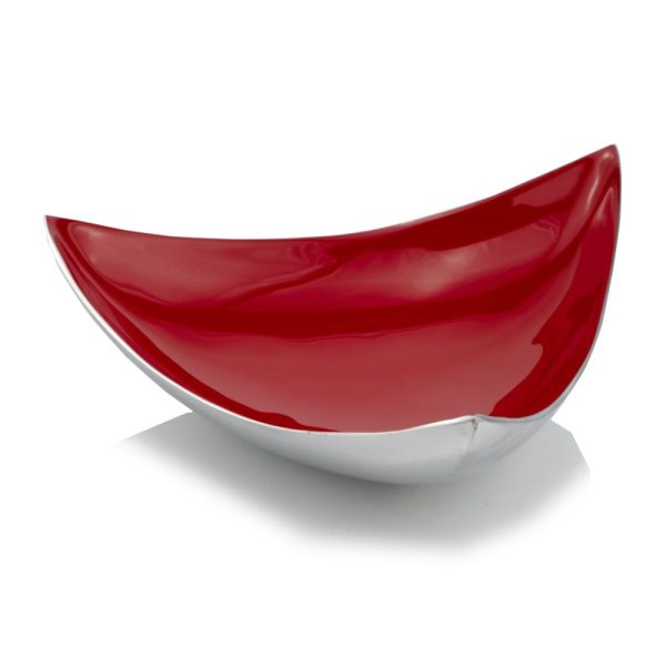 14" Silver And Red Triangular Bowl - Image 2