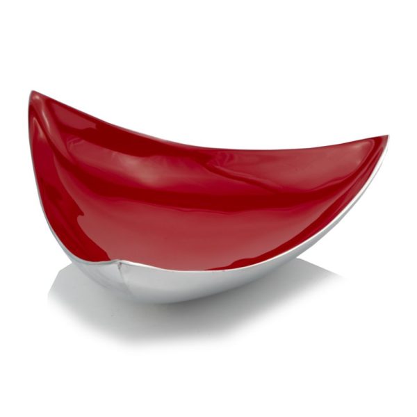 14" Silver And Red Triangular Bowl - Image 3