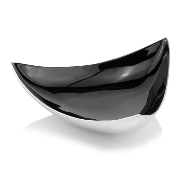 14" Black and Silver Aluminum Triangular Bowl - Image 2