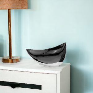 14" Black and Silver Aluminum Triangular Bowl