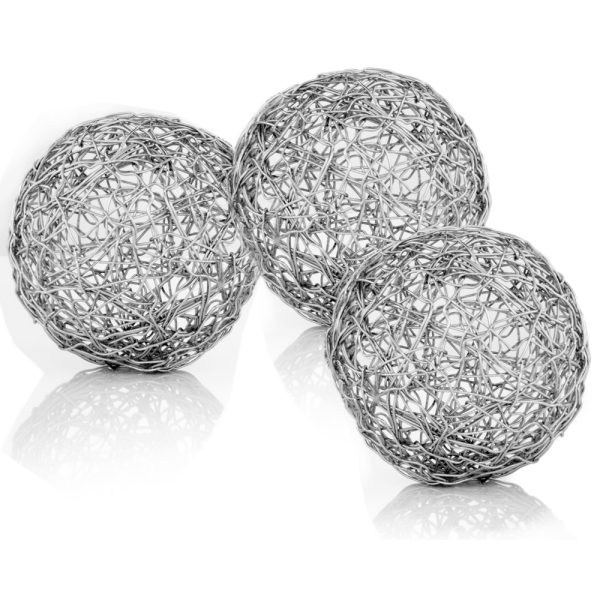 Set of Three 5" Nickel Iron Decorative Orb Tabletop Sculptures - Image 2