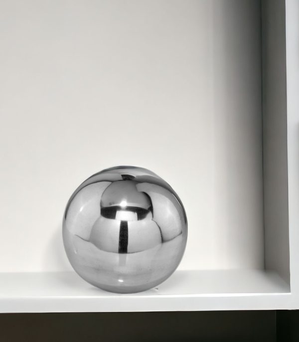 3" Silver Metal Decorative Orb - Image 2