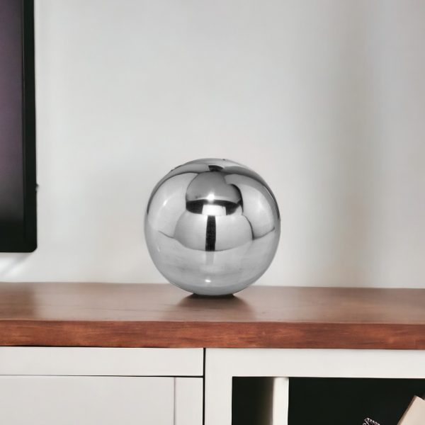 4" Silver Buffed Aluminum Decorative Orb - Image 3