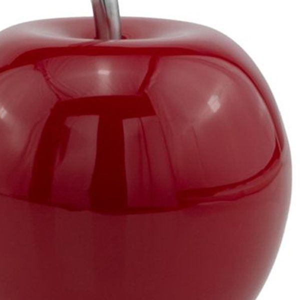 11" Red and Silver Aluminum Decorative Apple - Image 3