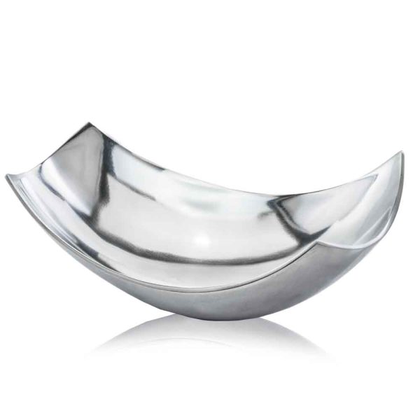 17" Silver Aluminum Scoop Centerpiece Bowl - Image 2