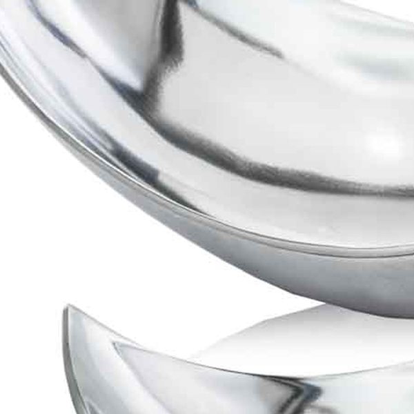 17" Silver Aluminum Scoop Centerpiece Bowl - Image 3