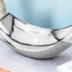 17" Silver Aluminum Scoop Centerpiece Bowl