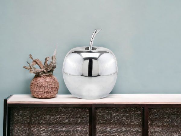 13" Silver Buffed Aluminum Decorative Apple Tabletop Sculpture