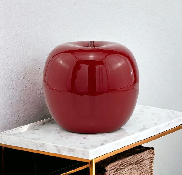 11" Red Aluminum Decorative Apple Tabletop Sculpture - Image 2