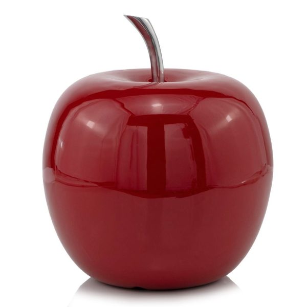 11" Red Aluminum Decorative Apple Tabletop Sculpture - Image 3