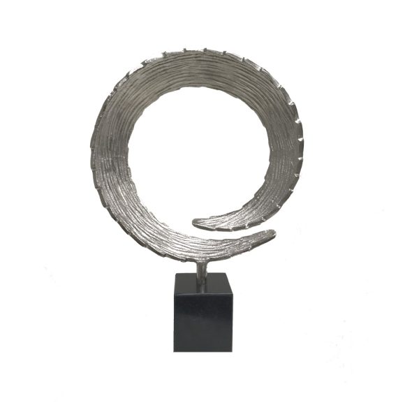 17" Black and Silver Marble and Aluminum Tabletop Sculpture - Image 3