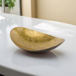 11" Gold and Bronze Aluminum Oval Centerpiece Bowl