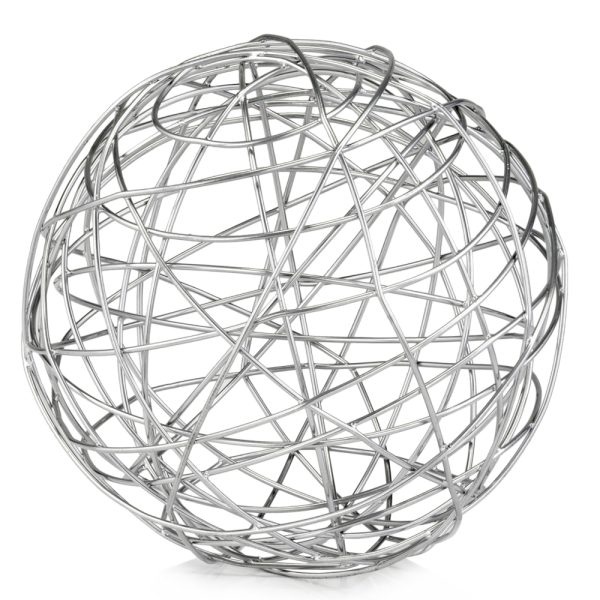 12" Silver Iron Decorative Orb Tabletop Sculpture - Image 2
