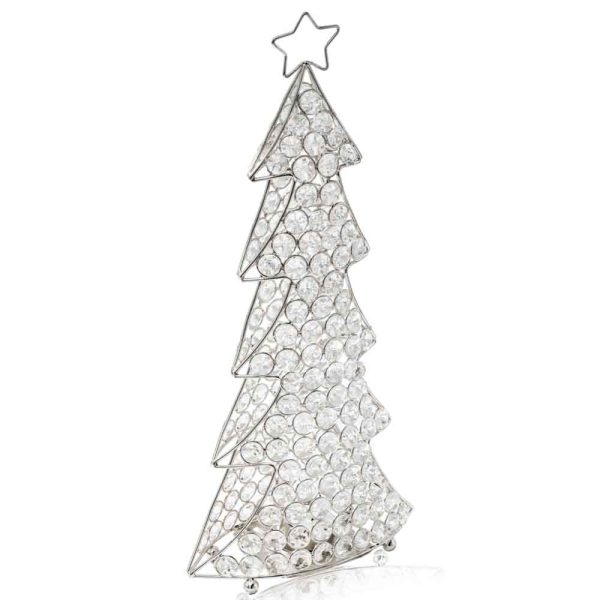 16" Silver Faux Crystal Christmas Figurine - Image 2