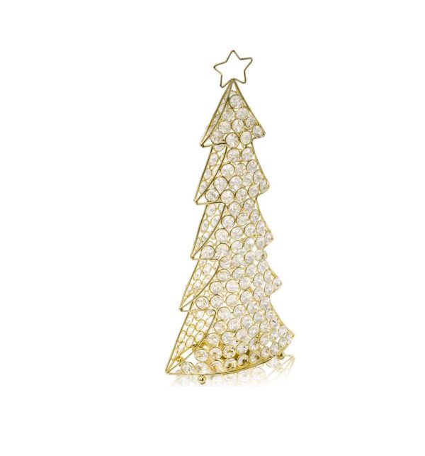16" Glam Gold And Faux Crystal Christmas Tree - Image 3