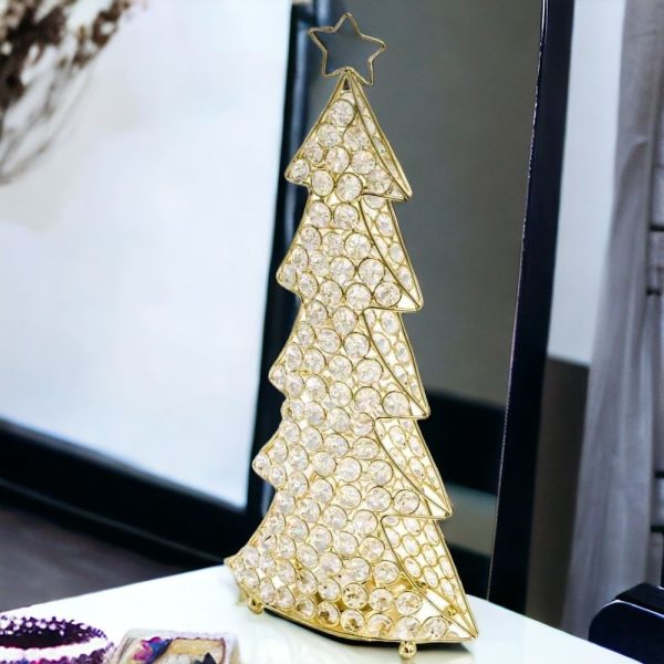 16" Glam Gold And Faux Crystal Christmas Tree - Image 2