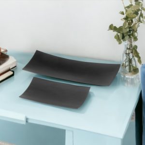 Set of Two Black Contempo Aluminum Trays