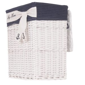 14" X 17.5" X 19.5" White blue rectangular willow Basket Set Of 5