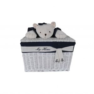 15.5" X 23.5" X 22" White blue rectangular bear Design Basket Set Of 5