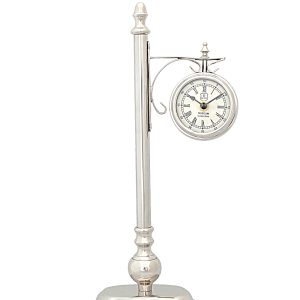 8" X 3.75" X 16.25" Brassalum. Lamp Post Clock One Sided