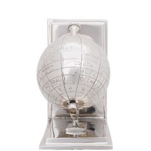 4.5" X 6.75" X 7.75" Alum Globe Bookend Set Of Two