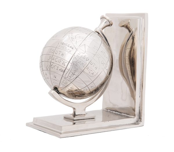 4.5" X 6.75" X 7.75" Alum Globe Bookend Set Of Two - Image 2