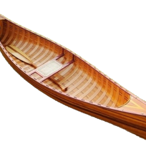 26.25" X 118.5" X 16" Wooden Canoe With Ribs Curved Bow