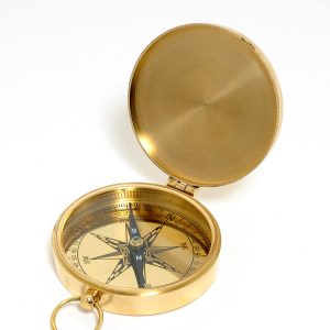 Shiny Brass Marine Compass With Lid