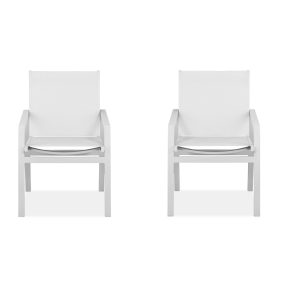 Set of Two 22" White Metal Indoor Outdoor Dining Chair