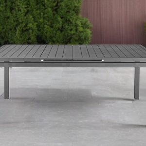 71" Gray Aluminum Extendable Outdoor Dining Table