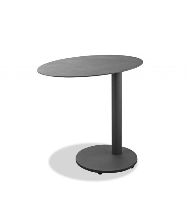 20" Gray Oval Aluminum Outdoor Side Table - Image 3