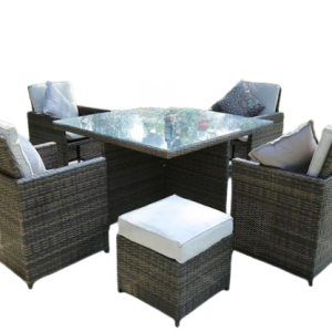 Nine Piece Clear and Gray Glass Dining Set