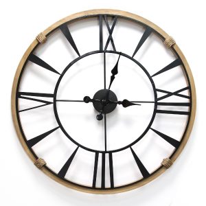 Round Metal  Wood Frame Columbus  Wall Clock